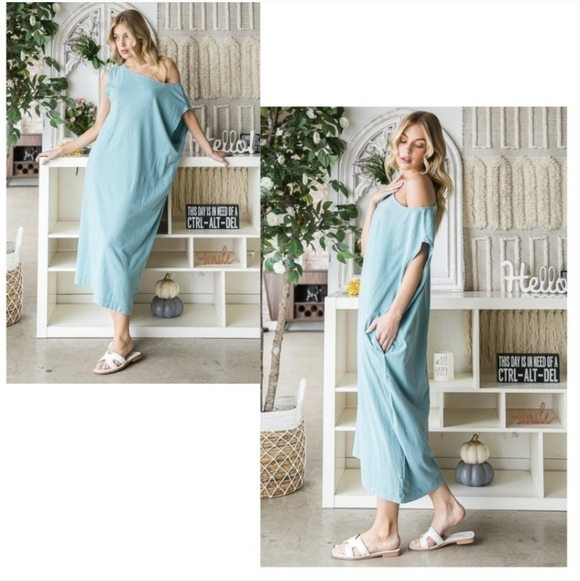 Oli & Hali OVERSIZED Mineral Washed Relaxed, Loose Fit Cotton Dress - Size S - Picture 15 of 16